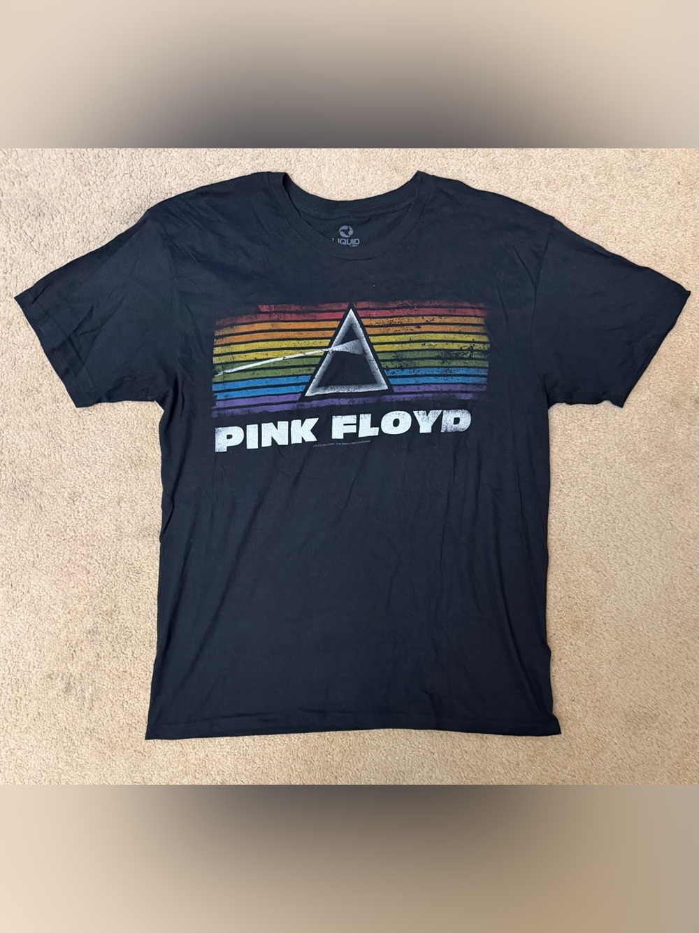 Liquid Blue Pink Floyd Dark Side Of The Moon Pyramid Spectrum T-Shirt Medium